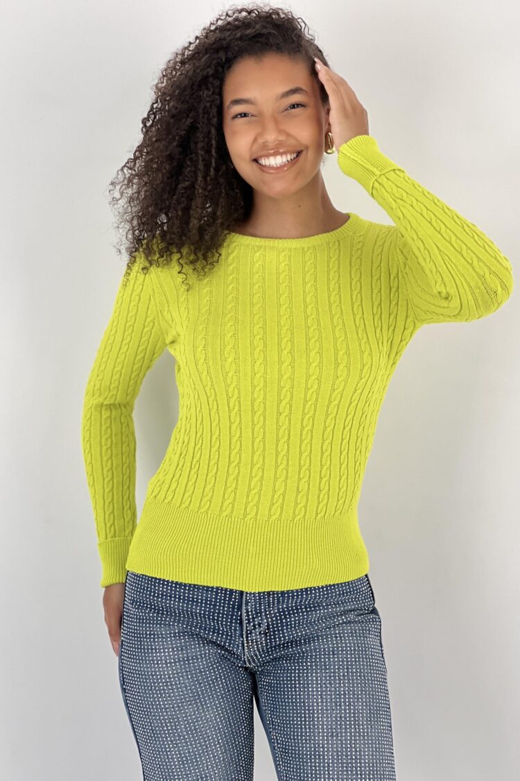 Green Slim Fit Casual Sweater With Round Neck