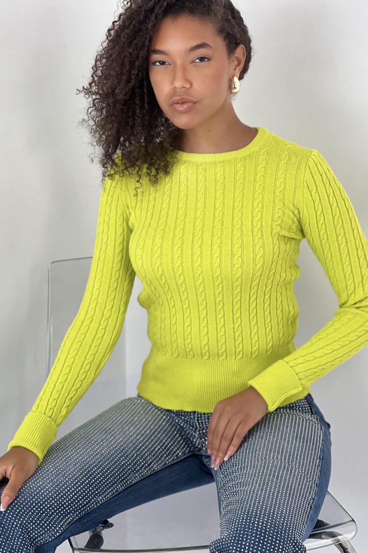 Green Slim Fit Casual Sweater With Round Neck