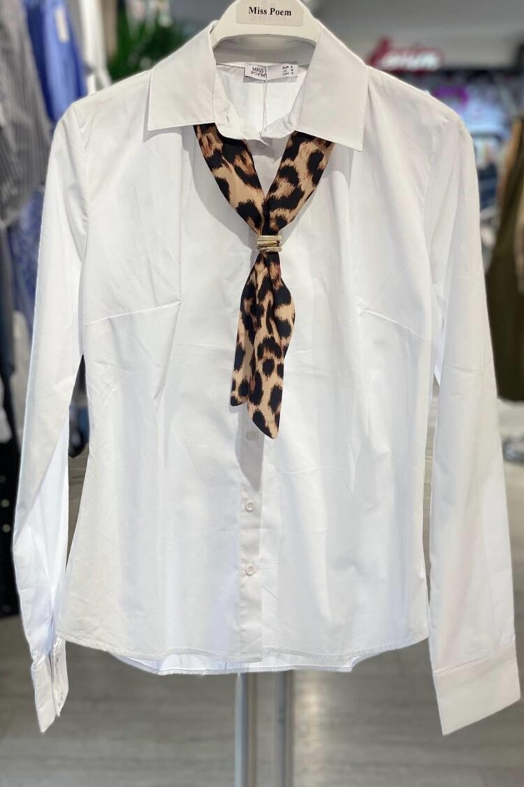 White Leopard Print Formal Buttoned Shirt - Brand: MISS POEM - Women & Kids, Baby Clothes Wholesale - Globality Store