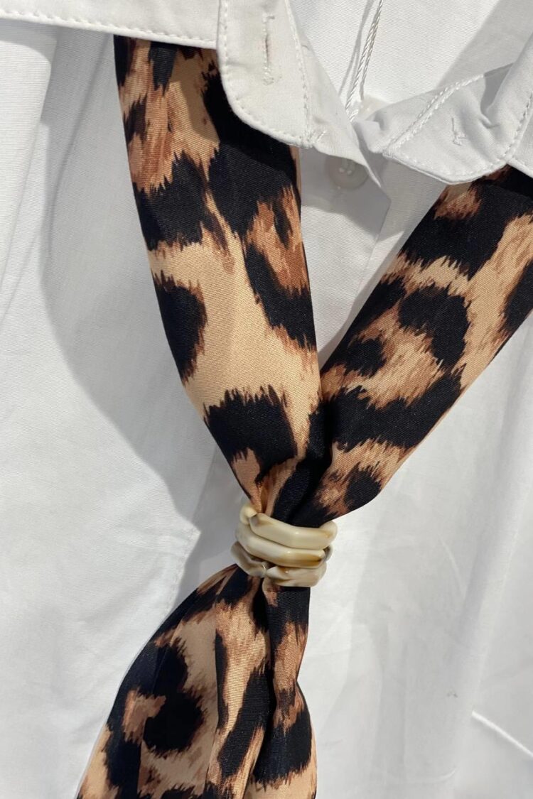 White Leopard Print Formal Buttoned Shirt