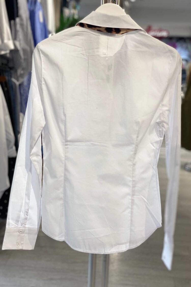 White Leopard Print Formal Buttoned Shirt