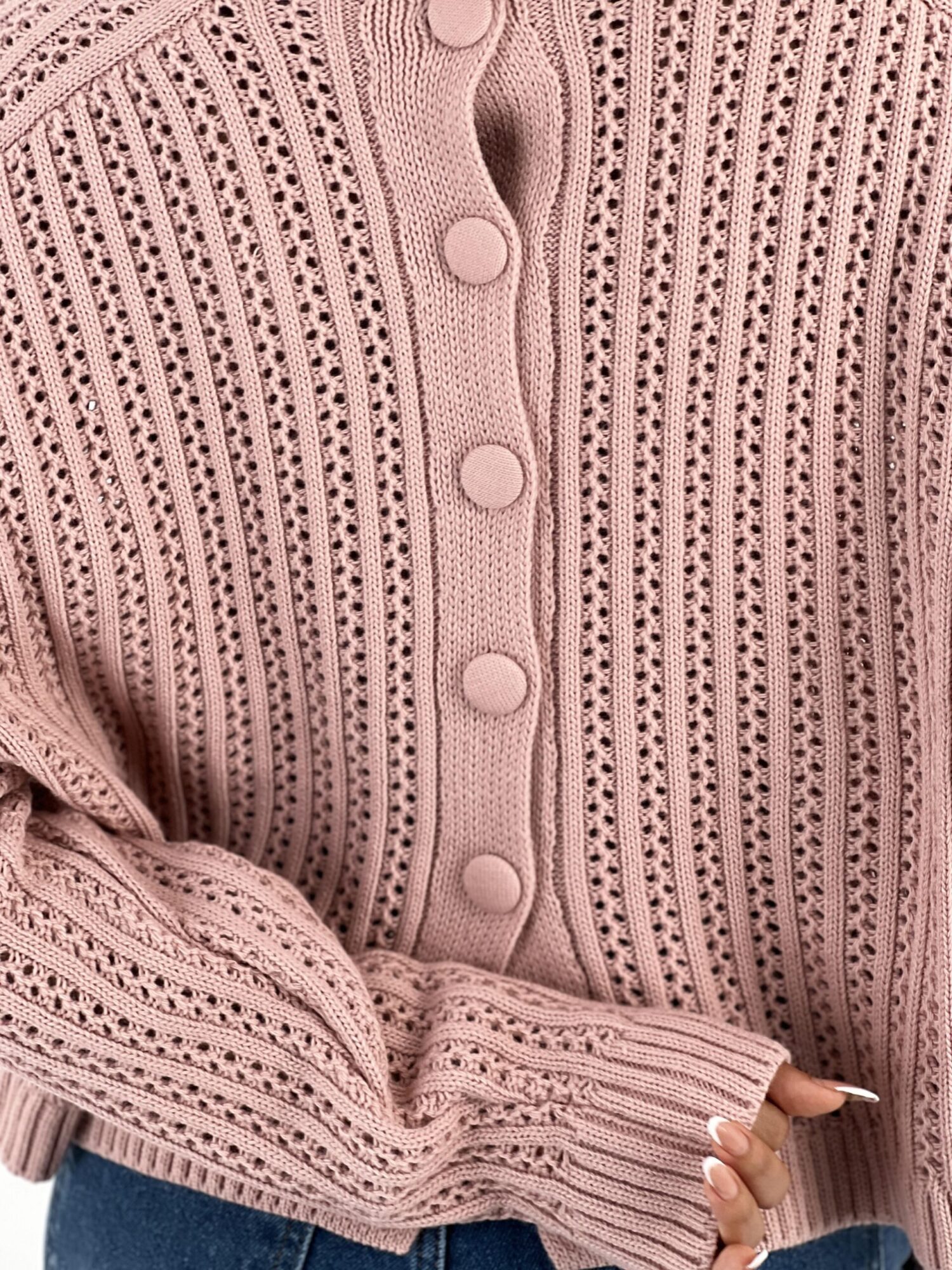 Pink Striped Sweater With High Neck And Long Sleeves - Brand: MISS POEM - Women & Kids, Baby Clothes Wholesale - Globality Store