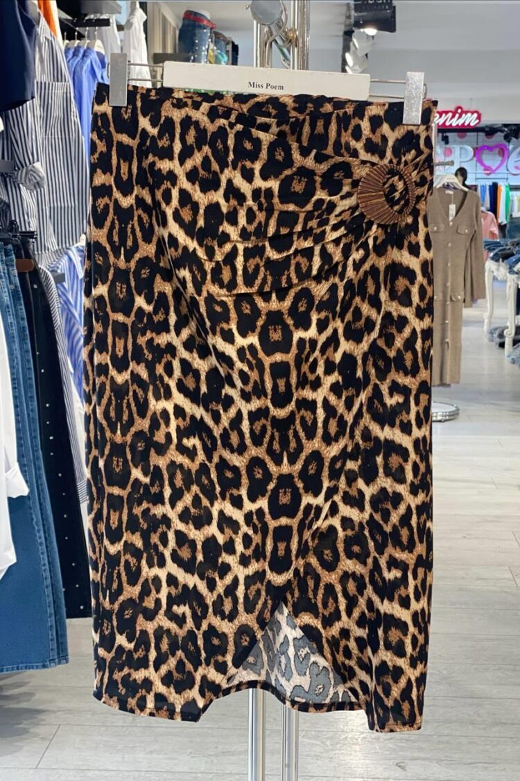 Leopard Print Wrap Midi Skirt High Waist - Brand: MISS POEM - Women & Kids, Baby Clothes Wholesale - Globality Store