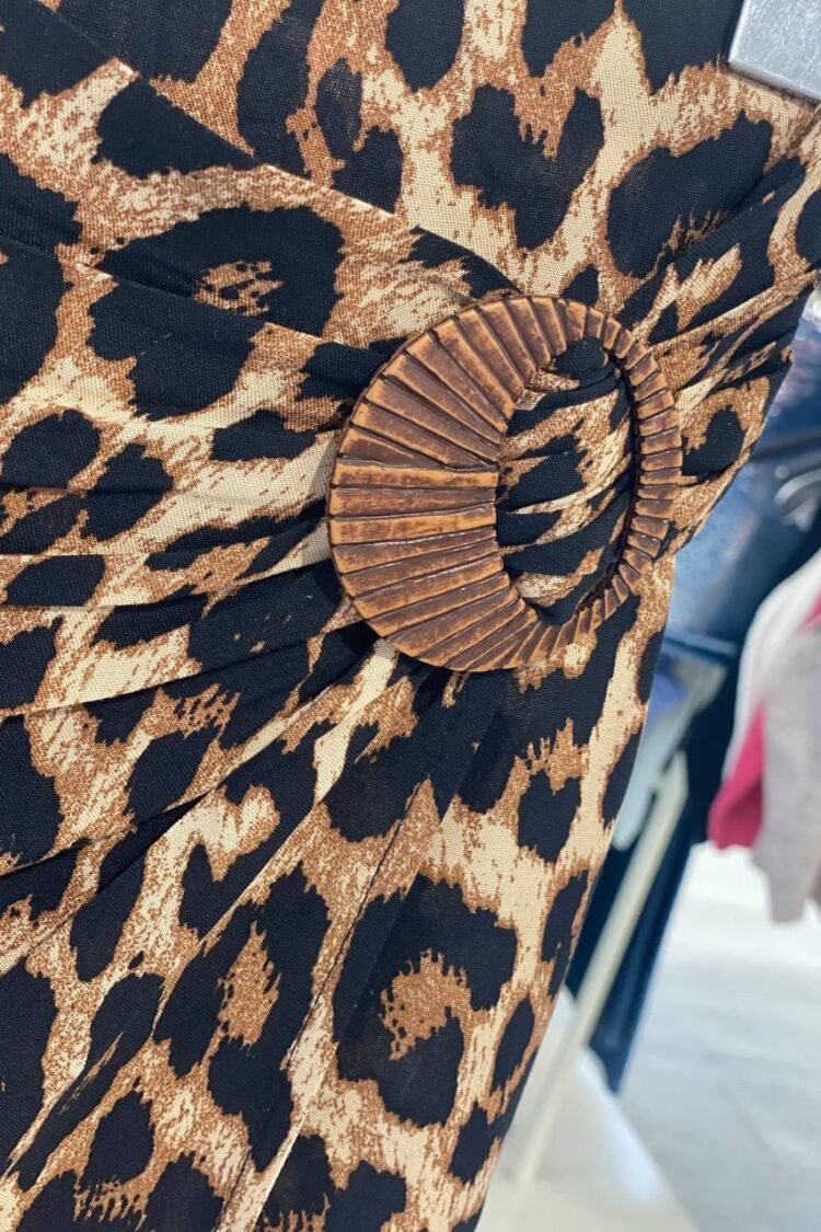 Leopard Print Wrap Midi Skirt High Waist