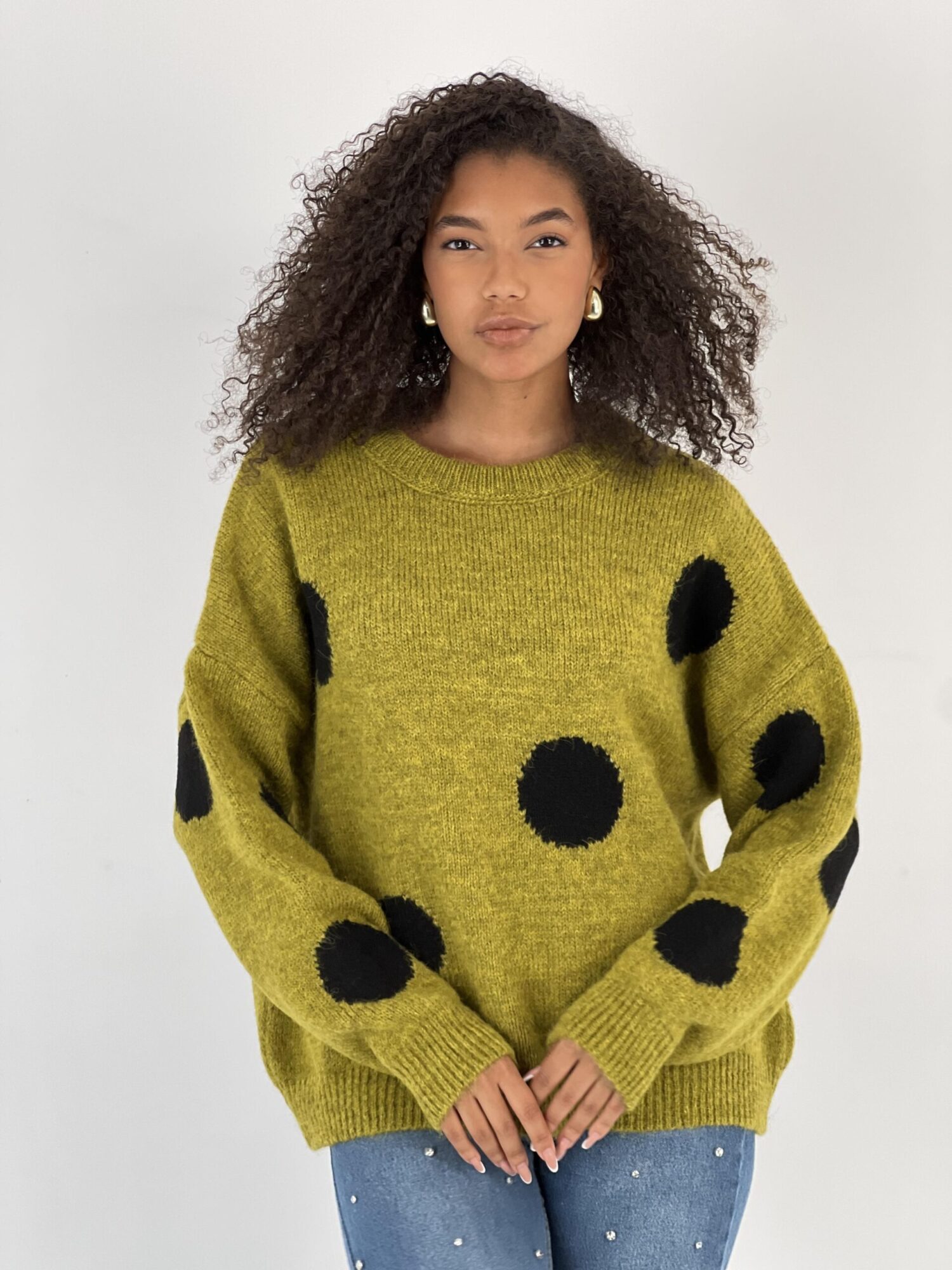 Green Oversized Polka Dot Sweater - Brand: MISS POEM - Women & Kids, Baby Clothes Wholesale - Globality Store