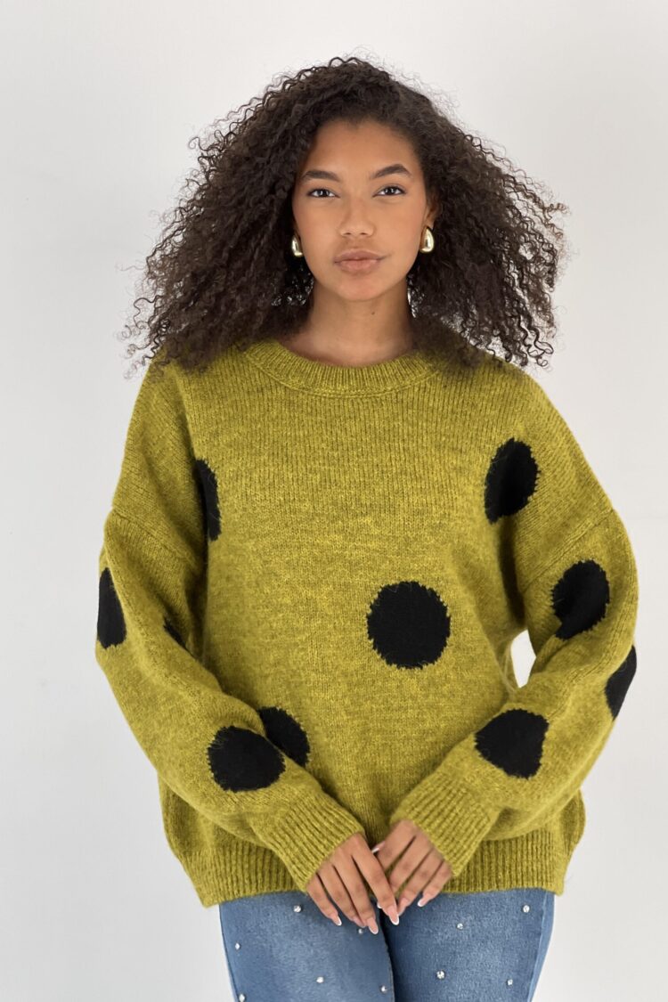 Green Oversized Polka Dot Sweater - Brand: MISS POEM - Women & Kids, Baby Clothes Wholesale - Globality Store