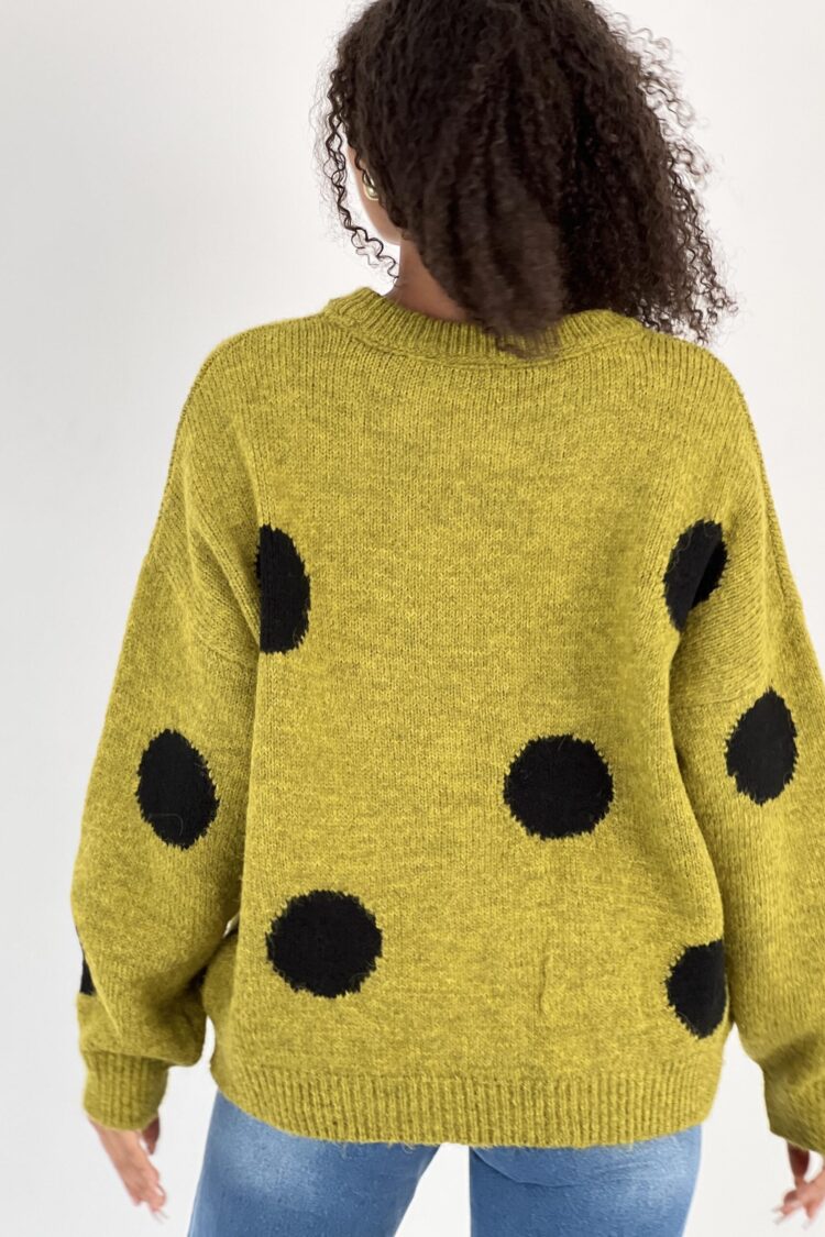 Green Oversized Polka Dot Sweater