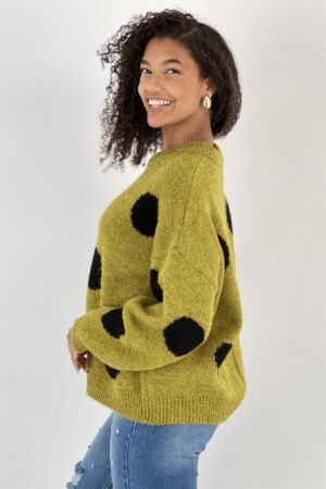 Green Oversized Polka Dot Sweater - Brand: MISS POEM - Women & Kids, Baby Clothes Wholesale - Globality Store