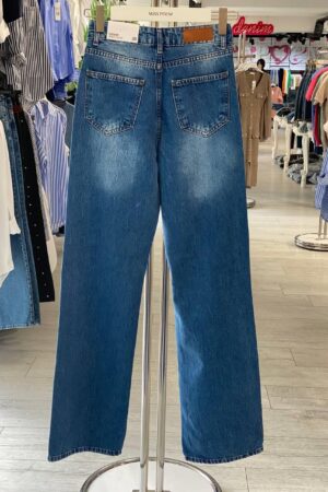 Blue Mom Jeans With Wide Leg And Button Closure - Brand: MISS POEM - Women & Kids, Baby Clothes Wholesale - Globality Store