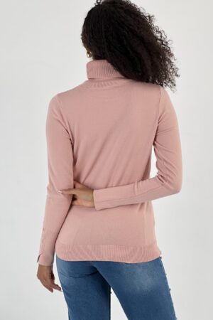 Pink Sweater With Turtle Neck And Slim Fit - Brand: MISS POEM - Women & Kids, Baby Clothes Wholesale - Globality Store