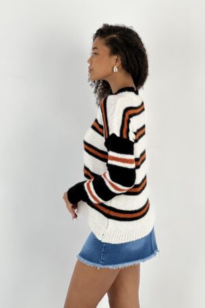 White Striped Casual Streetwear Sweater - Brand: MISS POEM - Women & Kids, Baby Clothes Wholesale - Globality Store