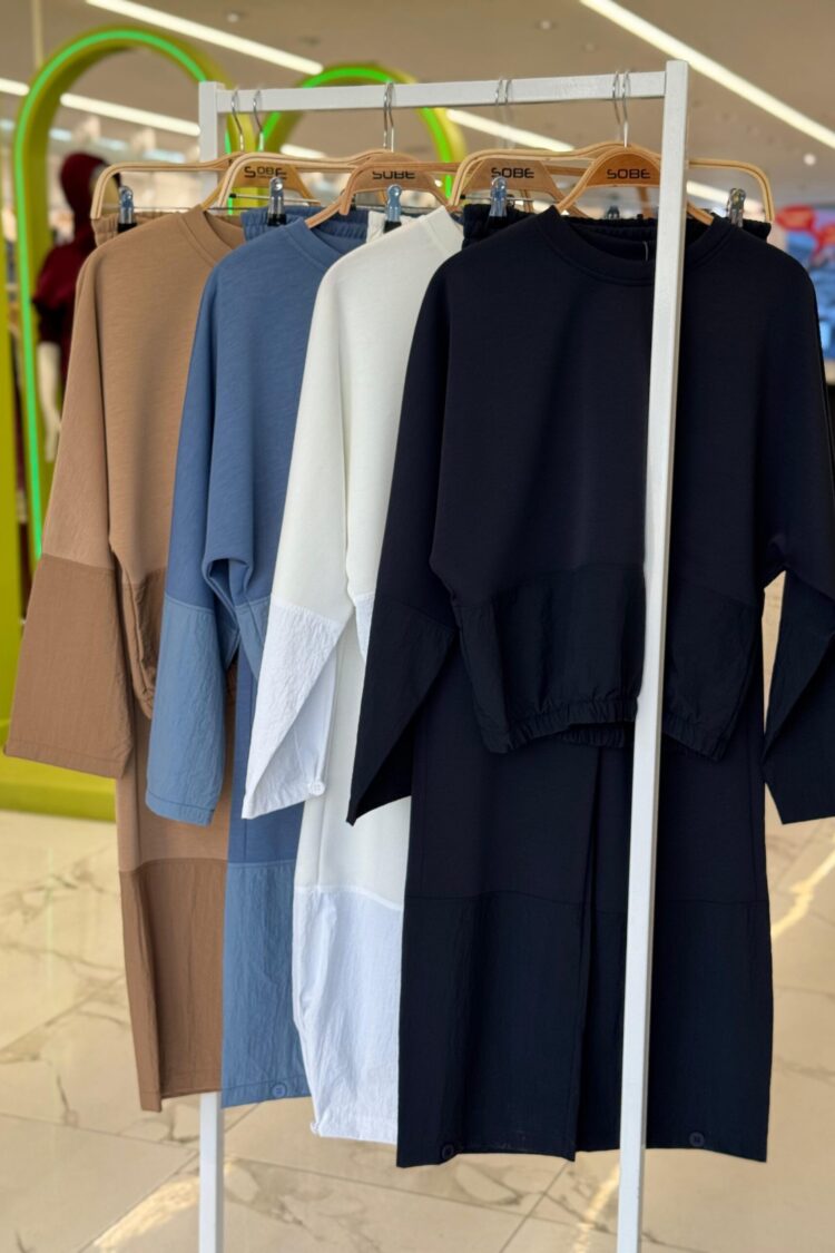 Blue Color Block Casual Sport Set