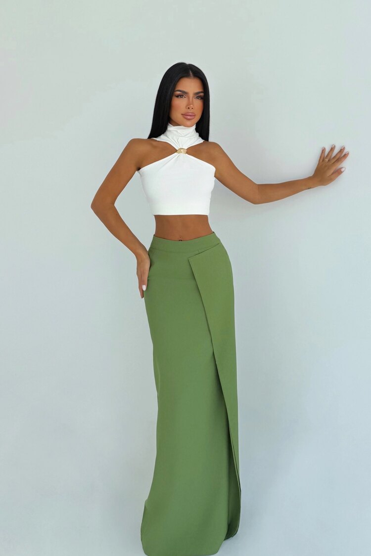 Green Elegant Formal Sexy Wrap Maxi Skirt - Brand: EYYO ATELIER - Women & Kids, Baby Clothes Wholesale - Globality Store