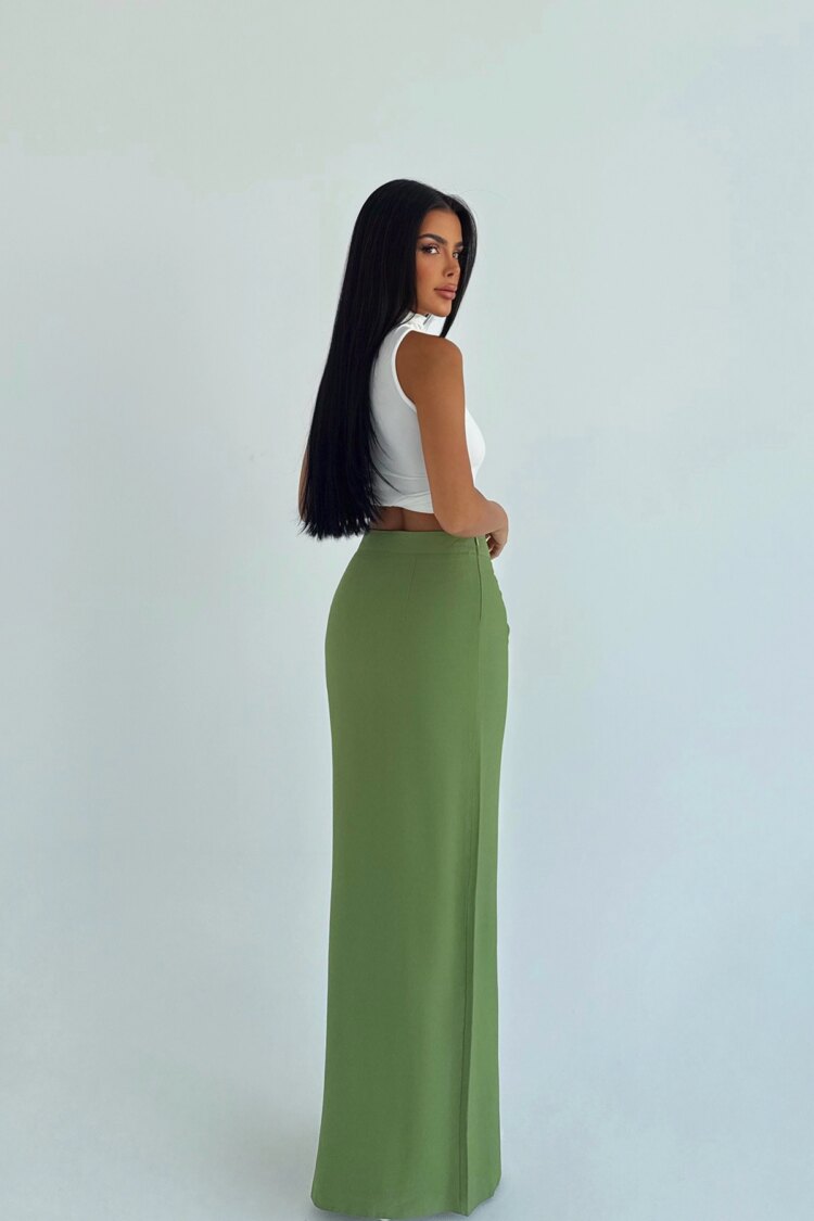 Green Elegant Formal Sexy Wrap Maxi Skirt