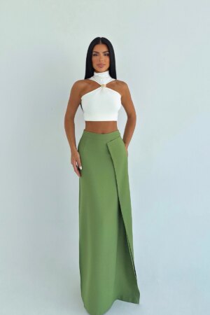 Green Elegant Formal Sexy Wrap Maxi Skirt - Brand: EYYO ATELIER - Women & Kids, Baby Clothes Wholesale - Globality Store