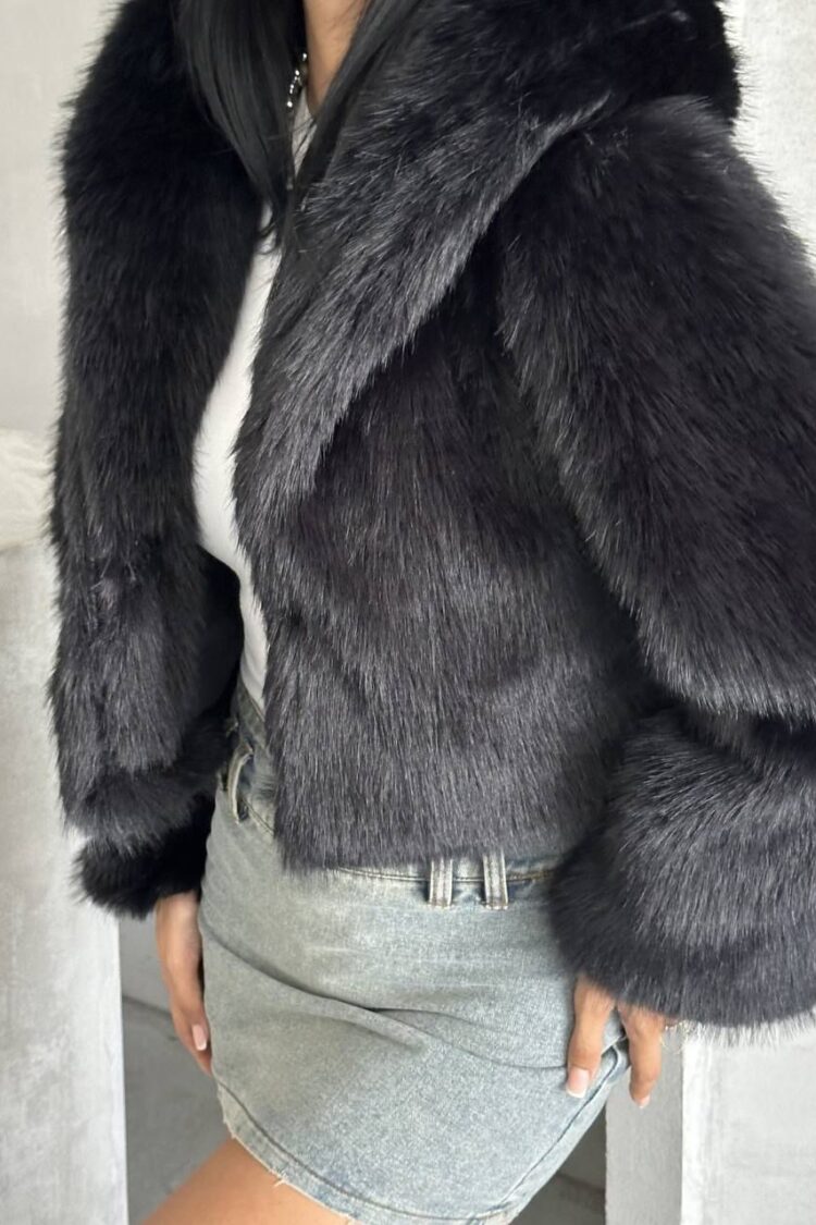 Fur Jacket With Notched Collar