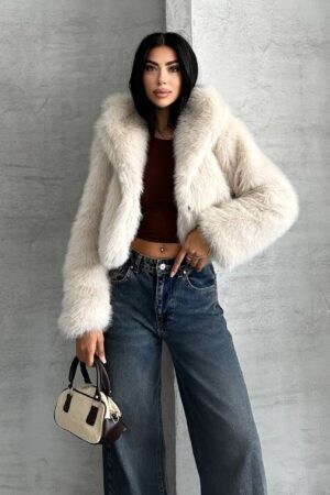 Beige Fur Jacket - Brand: My Jest Fashion - Women & Kids, Baby Clothes Wholesale - Globality Store