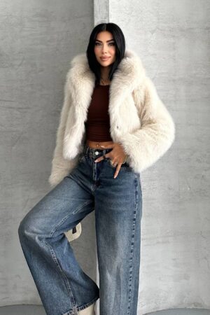 Beige Fur Jacket - Brand: My Jest Fashion - Women & Kids, Baby Clothes Wholesale - Globality Store
