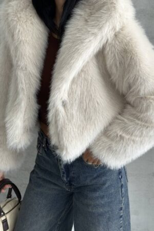 Beige Fur Jacket - Brand: My Jest Fashion - Women & Kids, Baby Clothes Wholesale - Globality Store