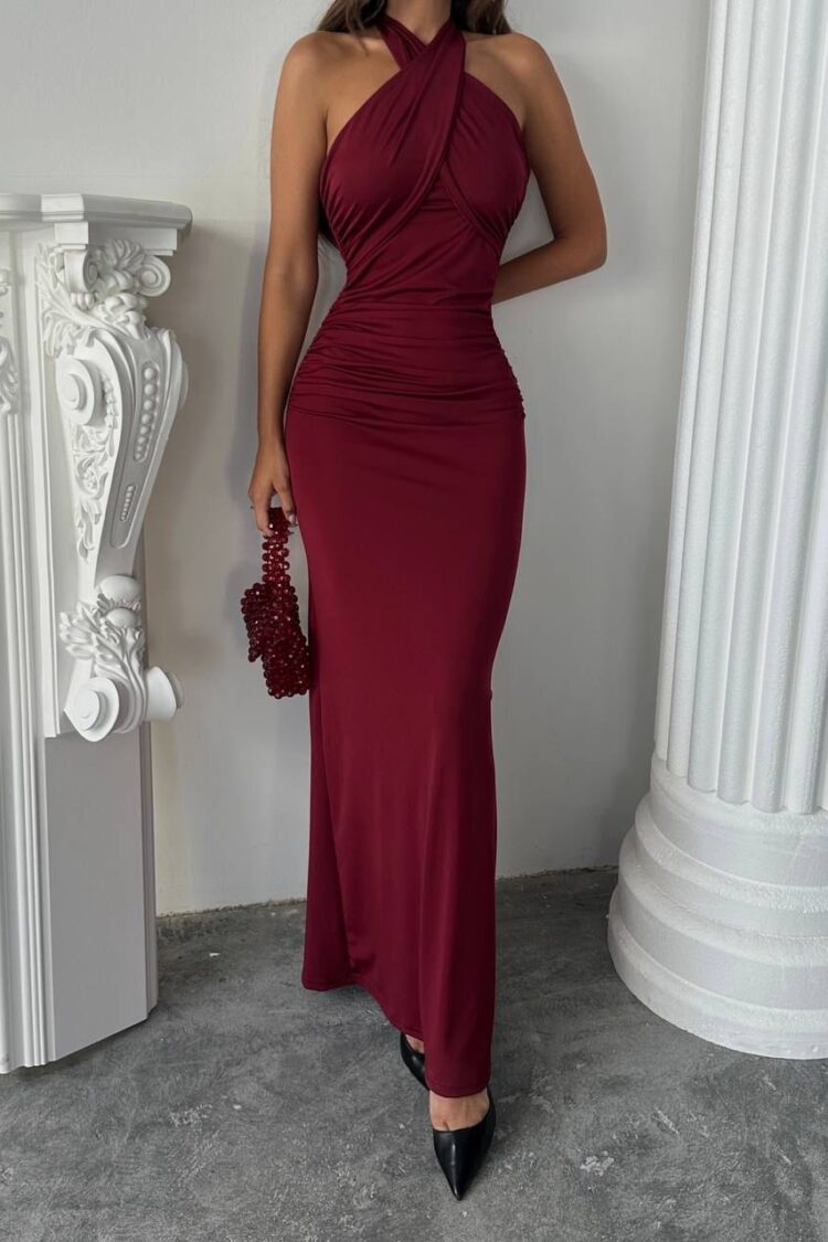 Sheath Dress With Halter Neck