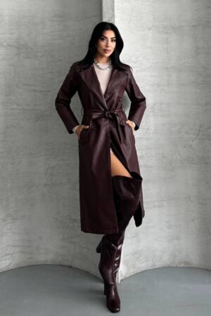 Brown Trenchcoat - Elegant Vintage Wrapover Coat - Brand: My Jest Fashion - Women & Kids, Baby Clothes Wholesale - Globality Store