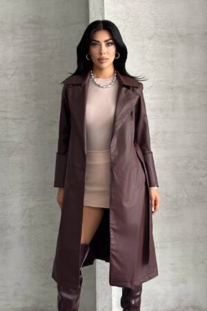 Brown Trenchcoat - Elegant Vintage Wrapover Coat - Brand: My Jest Fashion - Women & Kids, Baby Clothes Wholesale - Globality Store