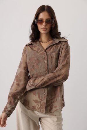 Floral Buttoned Shirt With Long Sleeves - Brand: Reyon - Women & Kids, Baby Clothes Wholesale - Globality Store