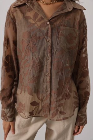 Floral Buttoned Shirt With Long Sleeves - Brand: Reyon - Women & Kids, Baby Clothes Wholesale - Globality Store