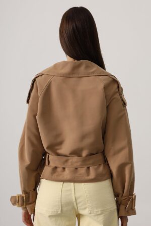 Beige Trenchcoat With Flap Pockets And Notched Collar - Brand: Reyon - Women & Kids, Baby Clothes Wholesale - Globality Store