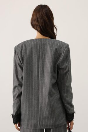 Grey Elegant Single-Breasted Blazer Jacket - Brand: Reyon - Women & Kids, Baby Clothes Wholesale - Globality Store