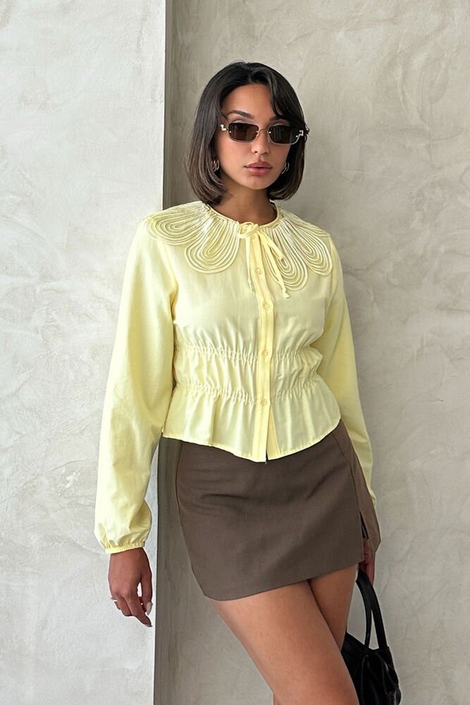Fitted Casual Blouse With Long Straight Sleeves - Brand: Topshow - Women & Kids, Baby Clothes Wholesale - Globality Store