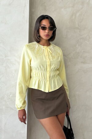 Fitted Casual Blouse With Long Straight Sleeves - Brand: Topshow - Women & Kids, Baby Clothes Wholesale - Globality Store