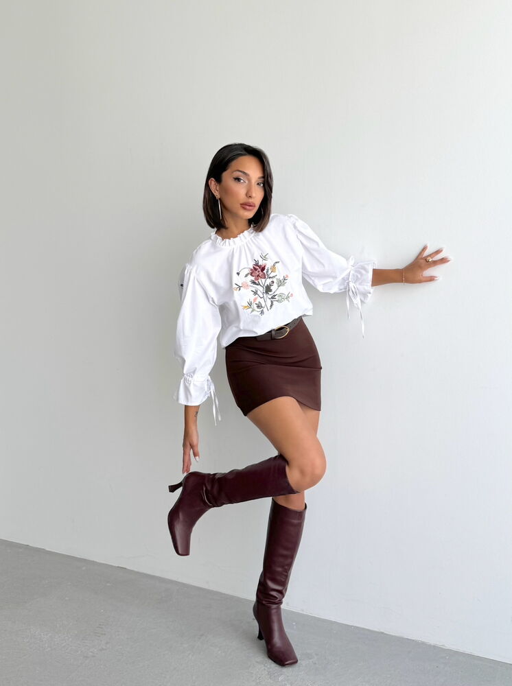 Floral Boho Blouse With Ruffle 3/4 Sleeves