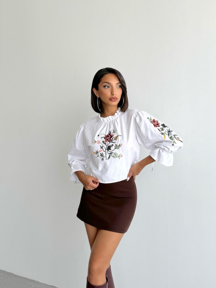 Floral Boho Blouse With Ruffle 3/4 Sleeves