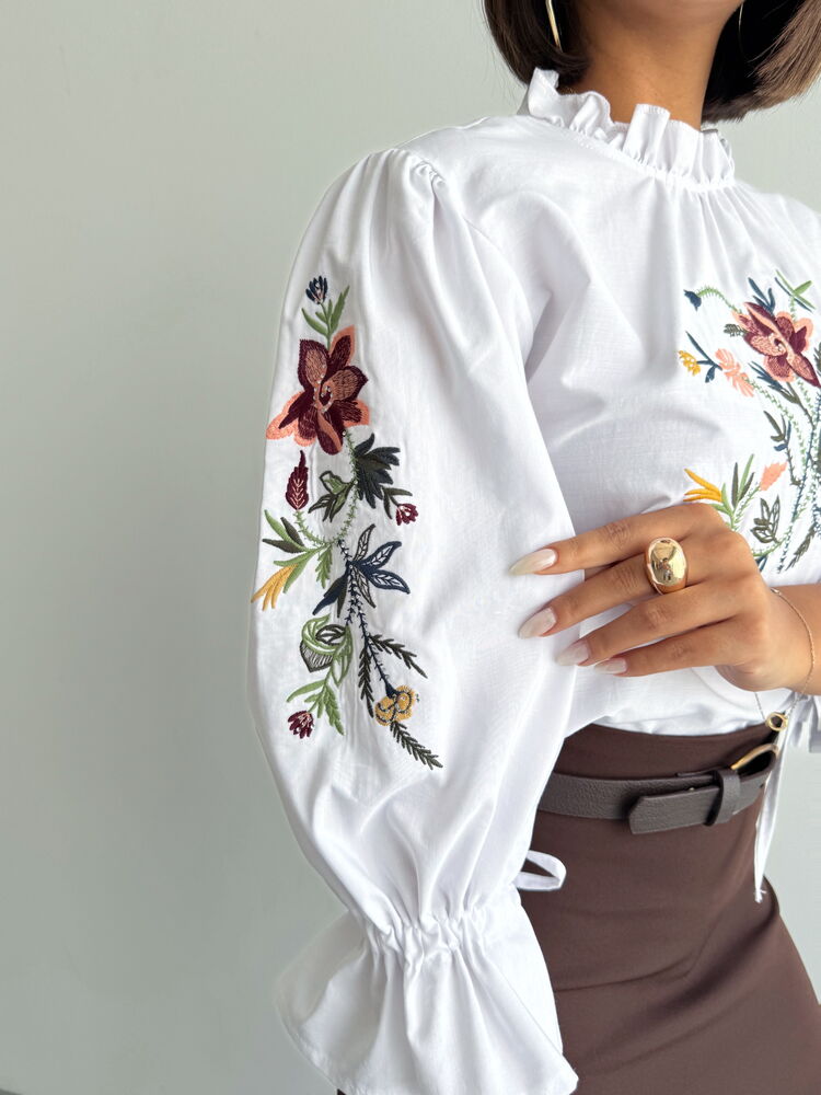 Floral Boho Blouse With Ruffle 3/4 Sleeves