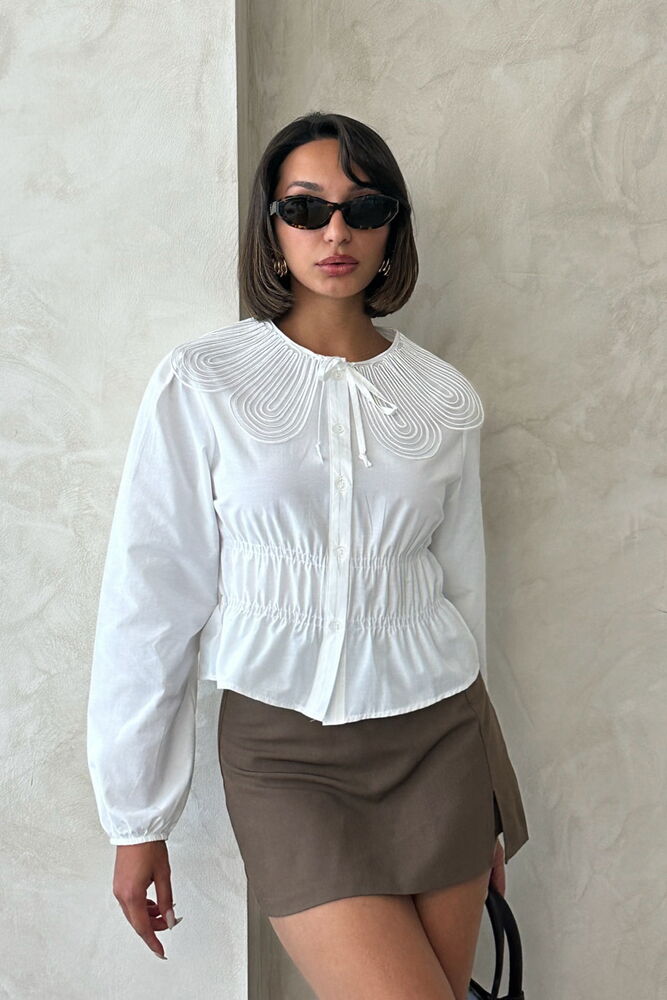 White Casual Elegant Vintage Blouse - Brand: Topshow - Women & Kids, Baby Clothes Wholesale - Globality Store