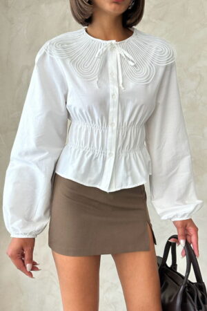 White Casual Elegant Vintage Blouse - Brand: Topshow - Women & Kids, Baby Clothes Wholesale - Globality Store