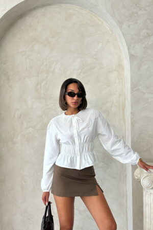White Casual Elegant Vintage Blouse - Brand: Topshow - Women & Kids, Baby Clothes Wholesale - Globality Store