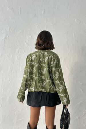 Green Bomber Jacket Casual Streetwear Floral - Brand: Topshow - Women & Kids, Baby Clothes Wholesale - Globality Store