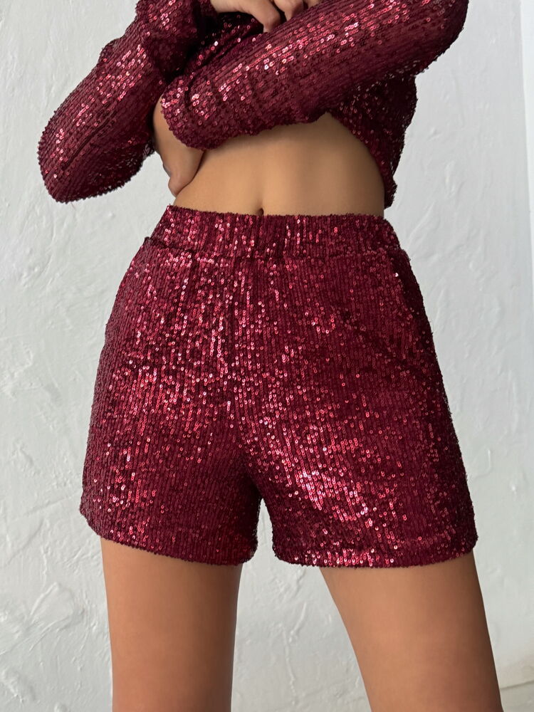 Sequined Glam Sexy Casual Bermuda Shorts