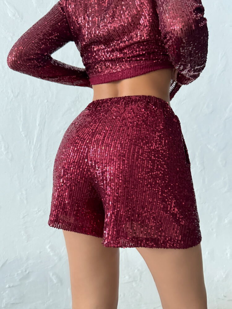 Sequined Glam Sexy Casual Bermuda Shorts