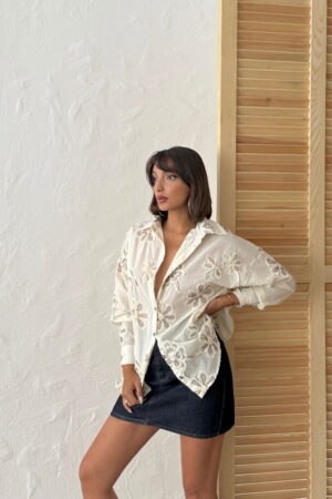 White Casual Boho Elegant Floral Shirt - Brand: Topshow - Women & Kids, Baby Clothes Wholesale - Globality Store