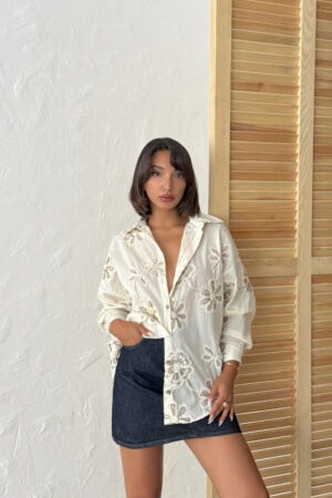 White Casual Boho Elegant Floral Shirt - Brand: Topshow - Women & Kids, Baby Clothes Wholesale - Globality Store