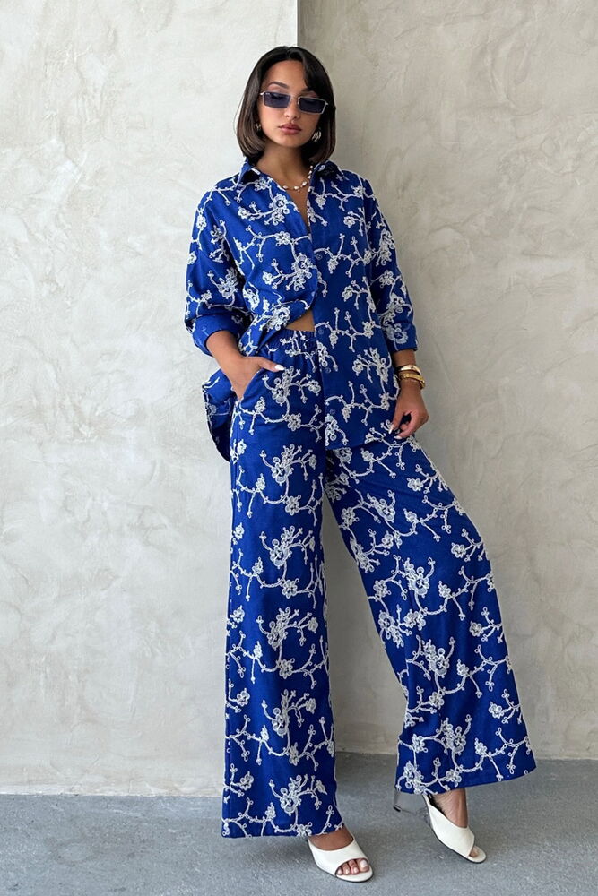 Blue Floral Palazzo Set With Slant Pocket - Brand: Topshow - Women & Kids, Baby Clothes Wholesale - Globality Store