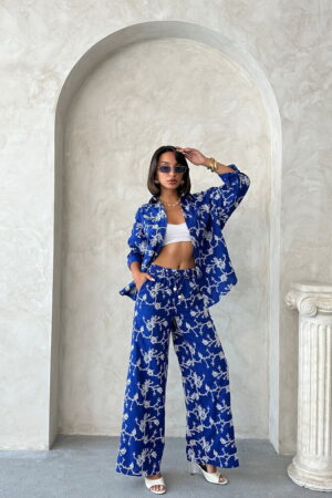 Blue Floral Palazzo Set With Slant Pocket - Brand: Topshow - Women & Kids, Baby Clothes Wholesale - Globality Store