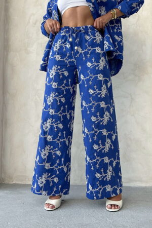 Blue Floral Palazzo Set With Slant Pocket - Brand: Topshow - Women & Kids, Baby Clothes Wholesale - Globality Store