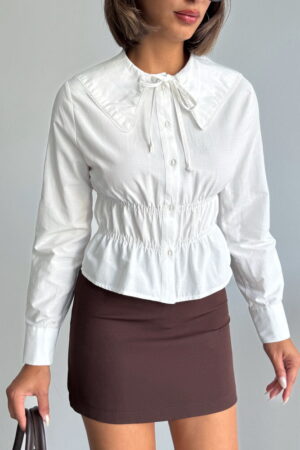 White Elegant Fitted Blouse With Long Sleeves - Brand: Topshow - Women & Kids, Baby Clothes Wholesale - Globality Store