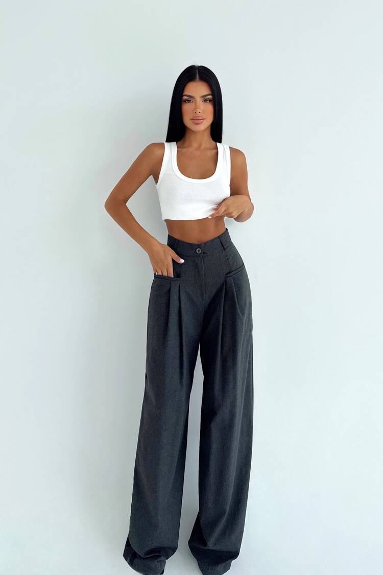 Black Elegant Wide Leg Palazzo Pants - Brand: EYYO ATELIER - Women & Kids, Baby Clothes Wholesale - Globality Store
