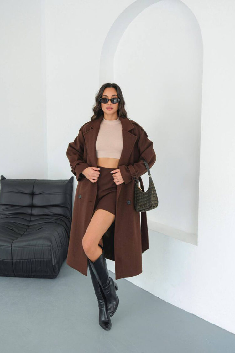 Double-Breasted Oversized Wrapover Coat