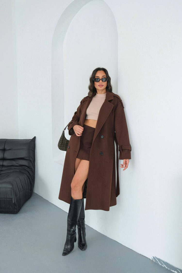 Double-Breasted Oversized Wrapover Coat